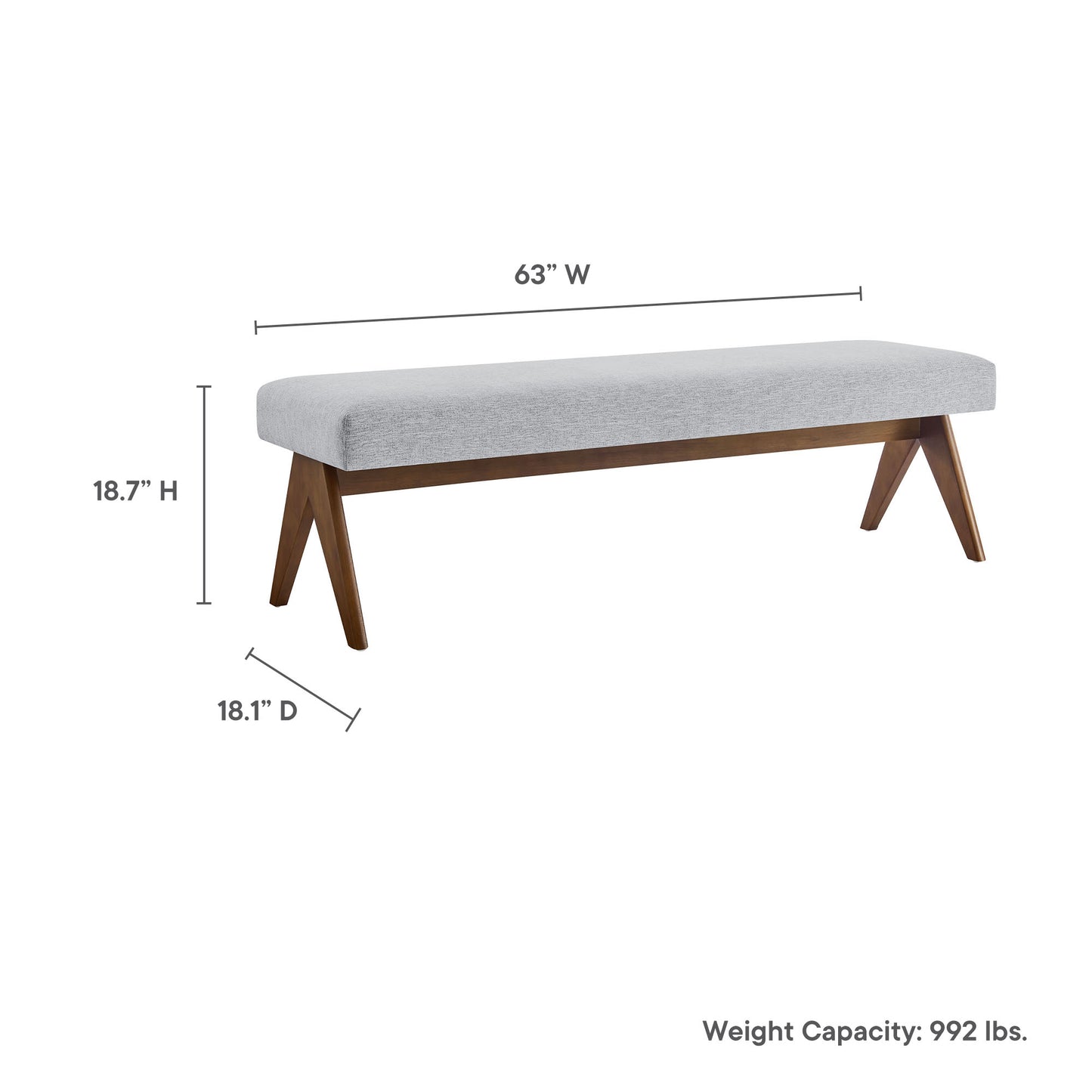 Lyra 63" Fabric Upholstered Bench by Modway | Benches | Modishstore - 36