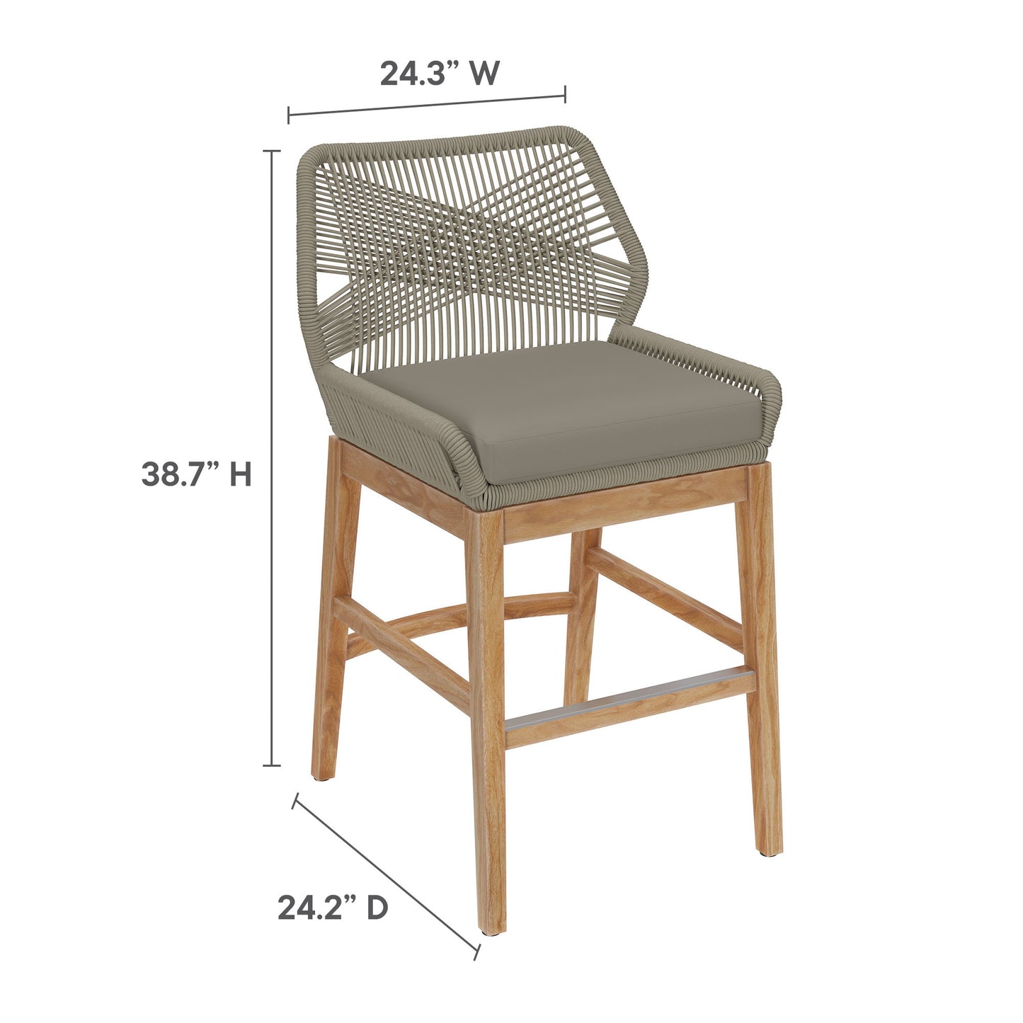 Wellspring Outdoor Patio Teak and Rope Counter Stool by Modway | Counter Stools | Modishstore - 27