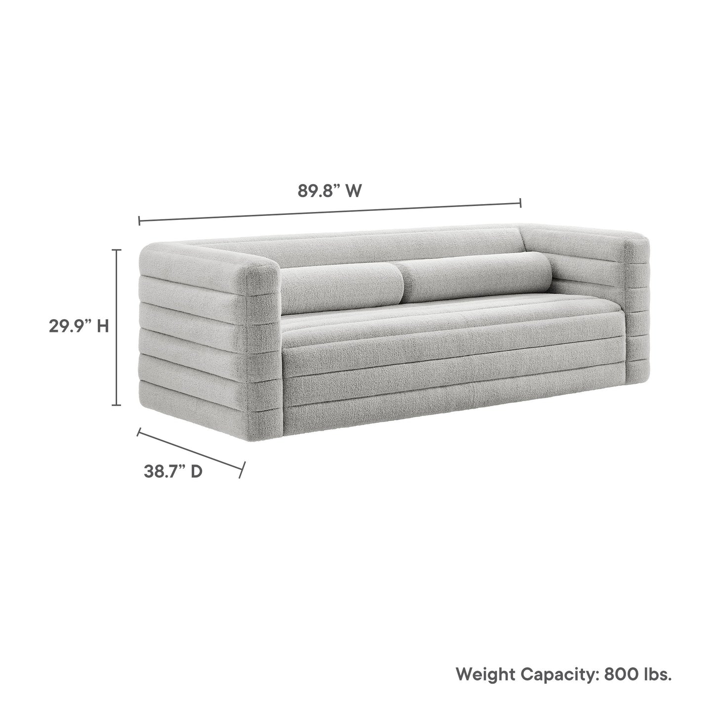 Relle Channel Tufted Boucle Upholstered Sofa by Modway | Sofas | Modishstore - 18