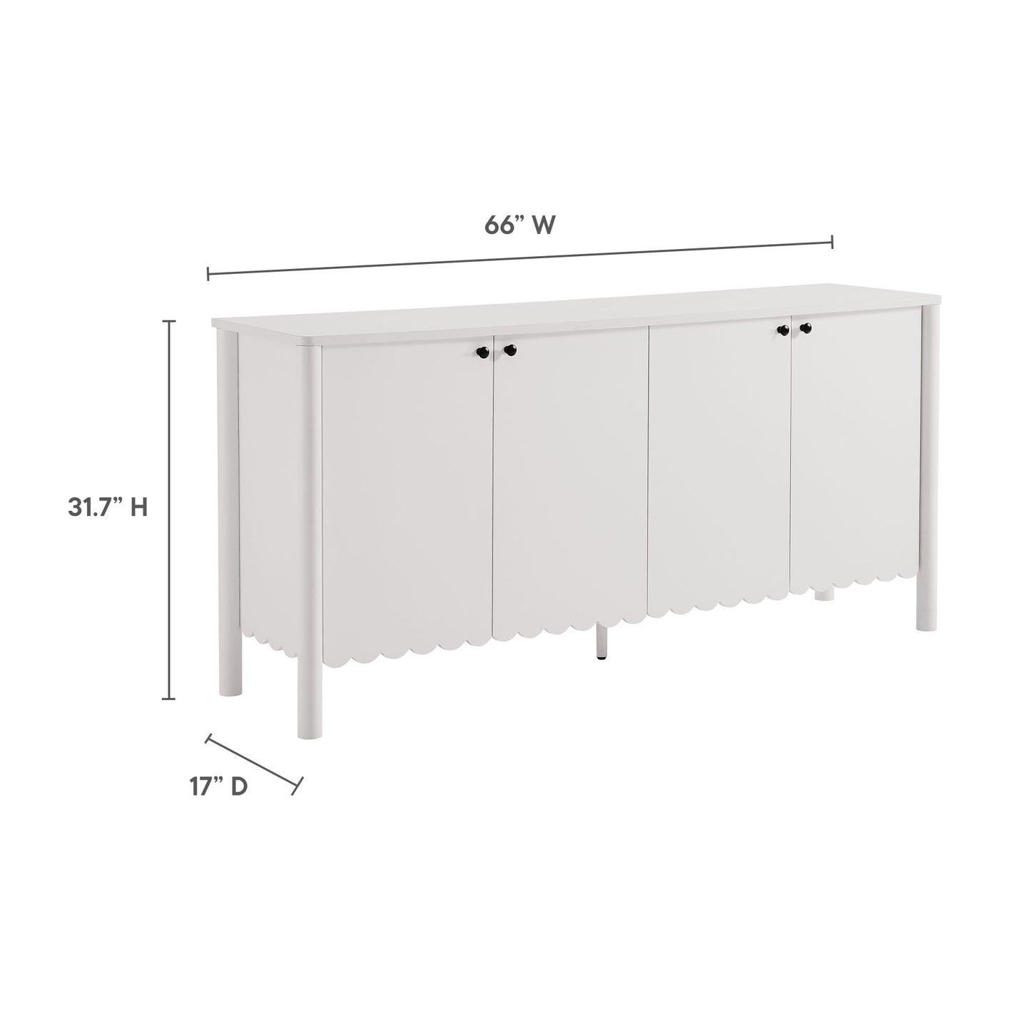 Emmeline 66" 4-Door Scalloped Sideboard Cabinet by Modway | Cabinets | Modishstore - 30
