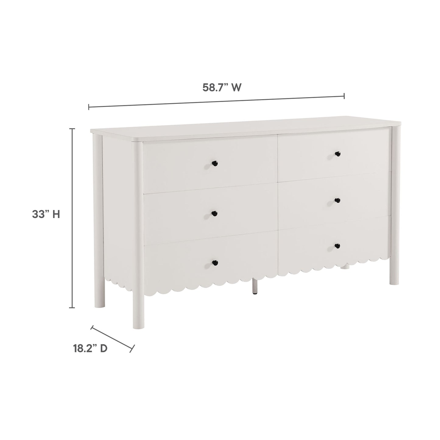 Emmeline Scalloped 6-Drawer Dresser by Modway | Drawers | Modishstore - 30