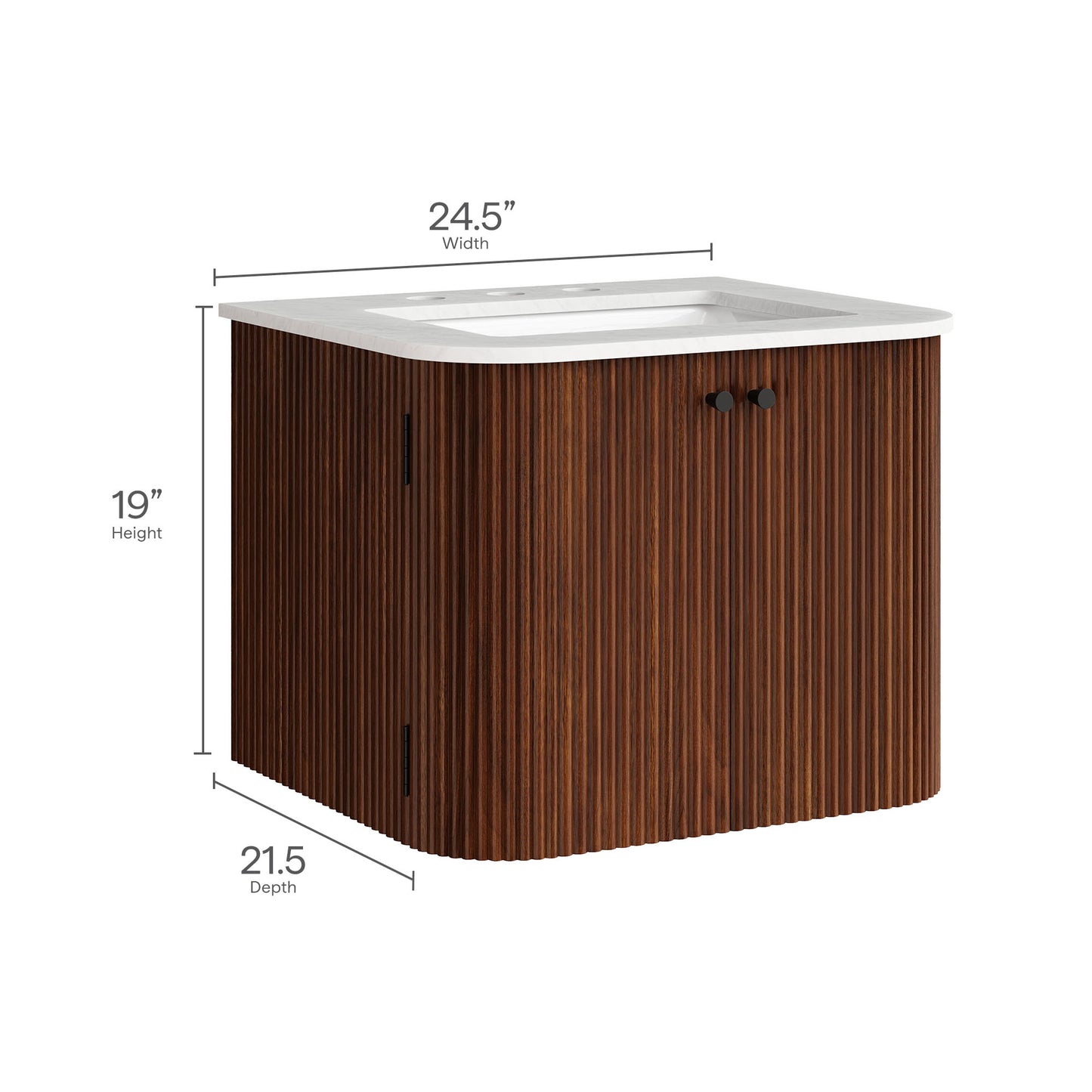 Zia 24" Wall-Mount Bathroom Vanity with Marble Sink by Modway | Bathroom Accessories | Modishstore - 33