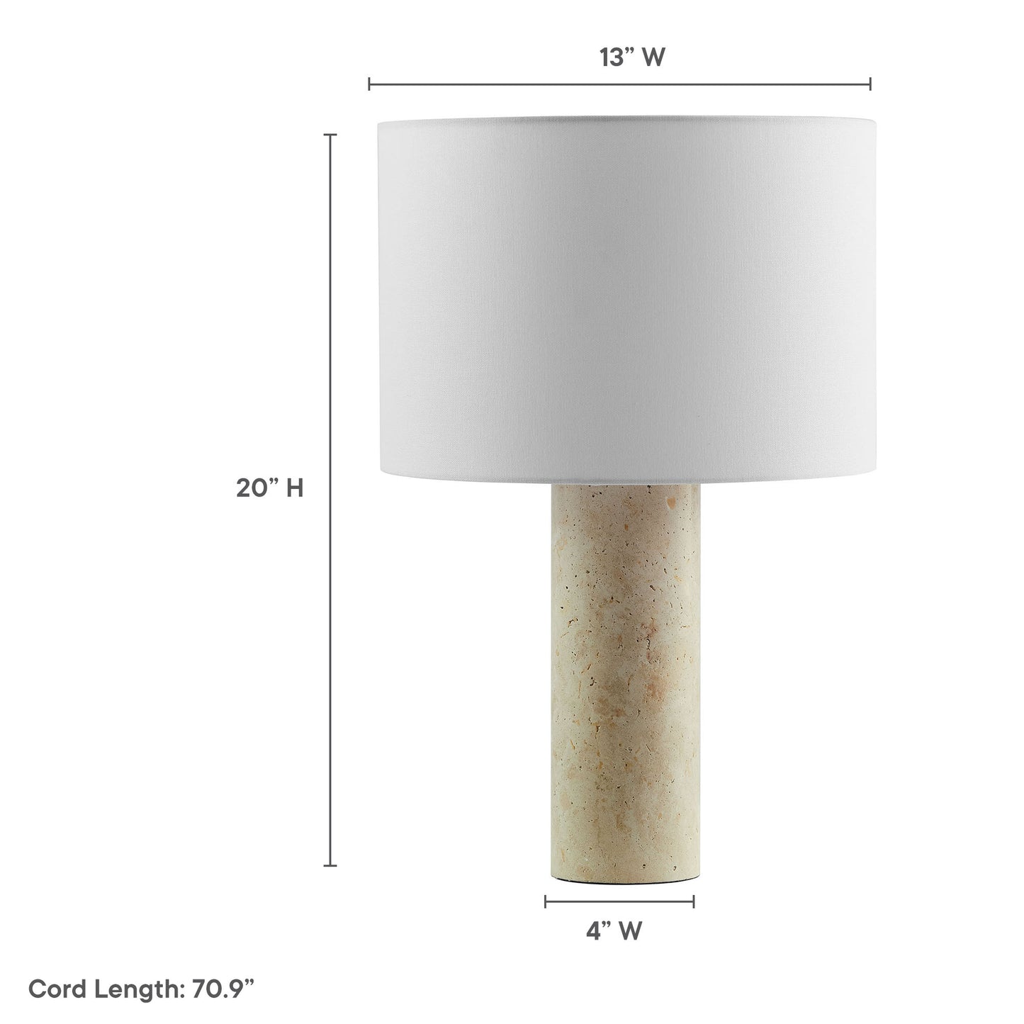 Zenith Travertine Table Lamp With Fabric Drum Shade by Modway | Table Lamps | Modishstore - 12