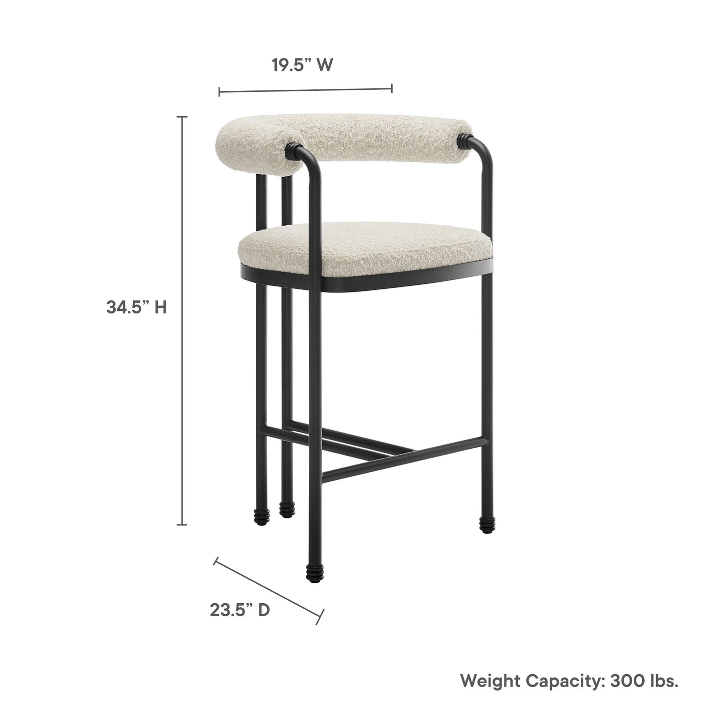 Turin Curved Back Boucle and Metal Counter Stool by Modway | Counter Stools | Modishstore - 9
