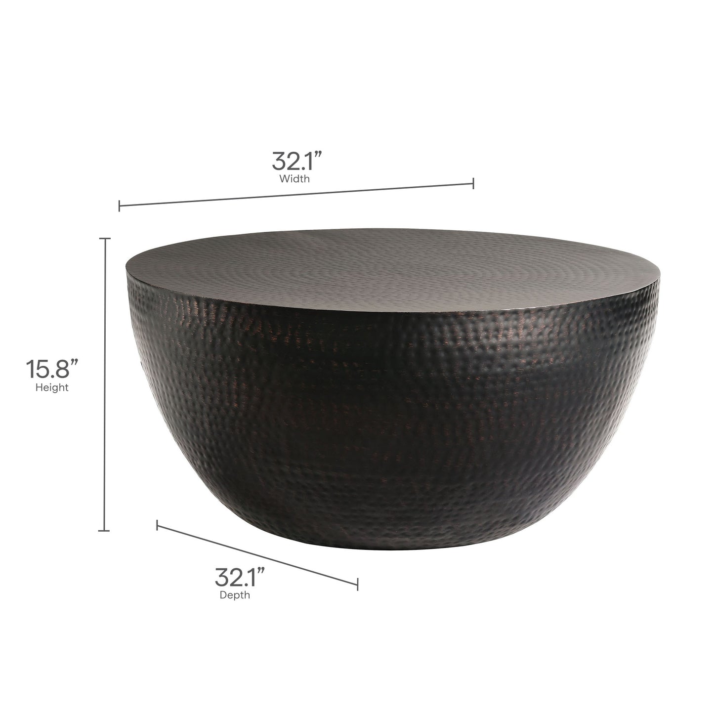 Mella 32 Inch Metal Hammered Coffee Table by Modway | Coffee Tables | Modishstore - 7