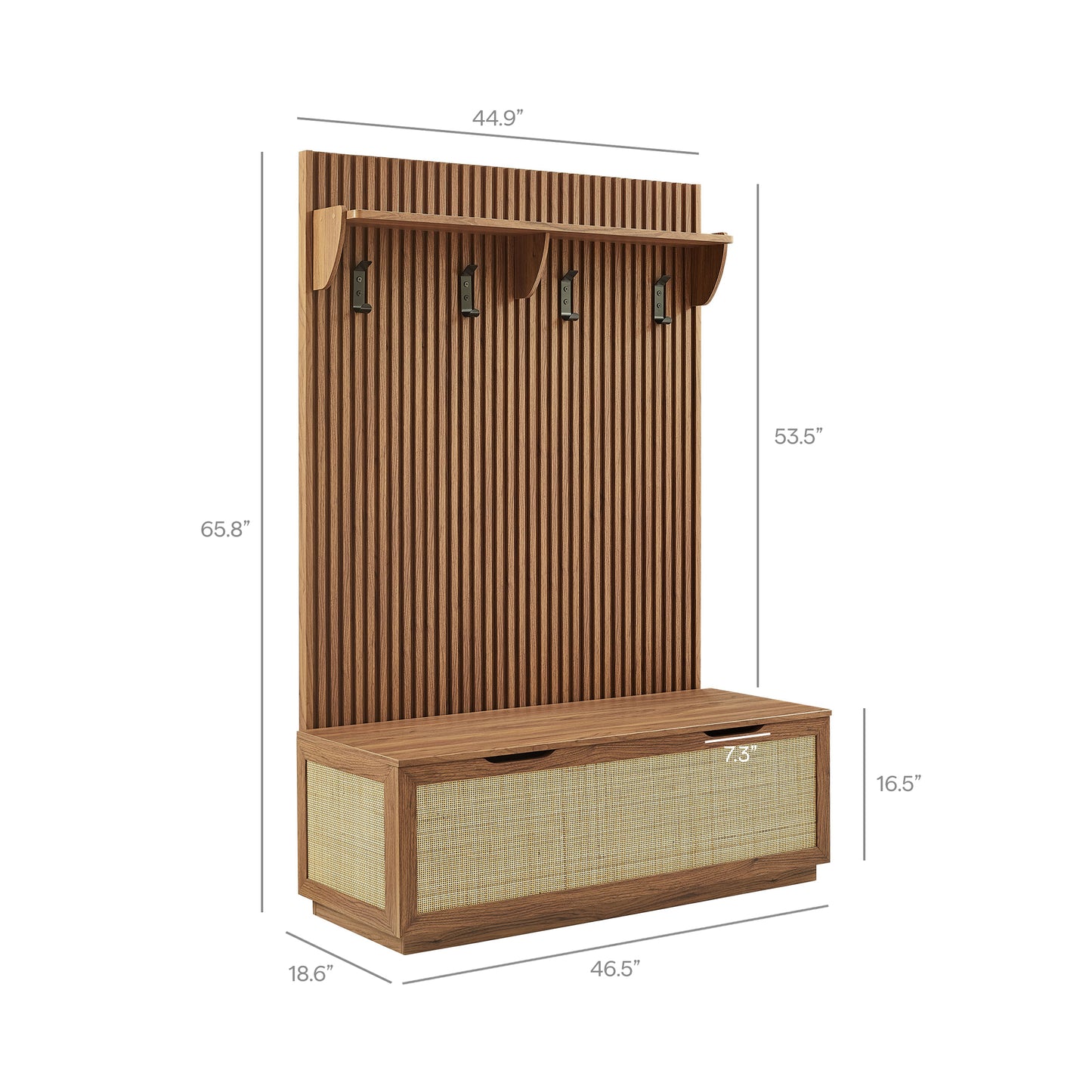 Soma Fluted 3-in-1 Hall Tree With Storage Bench and Coat Rack by Modway
