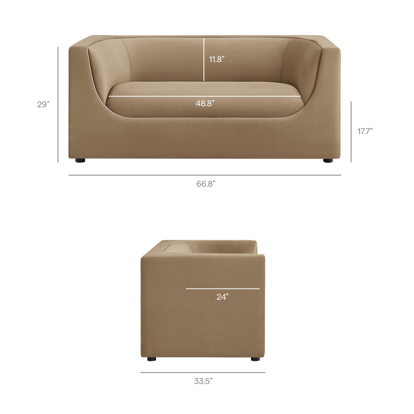 Hilda 67" Curved Back Performance Velvet Loveseat by Modway