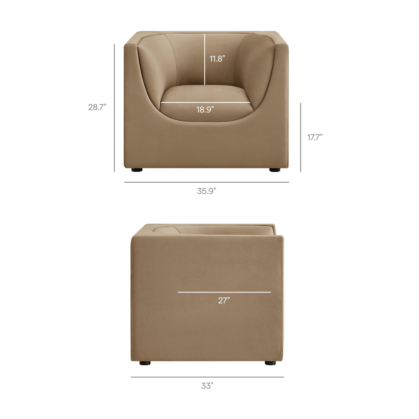 Hilda Curved Back Performance Velvet Armchair by Modway