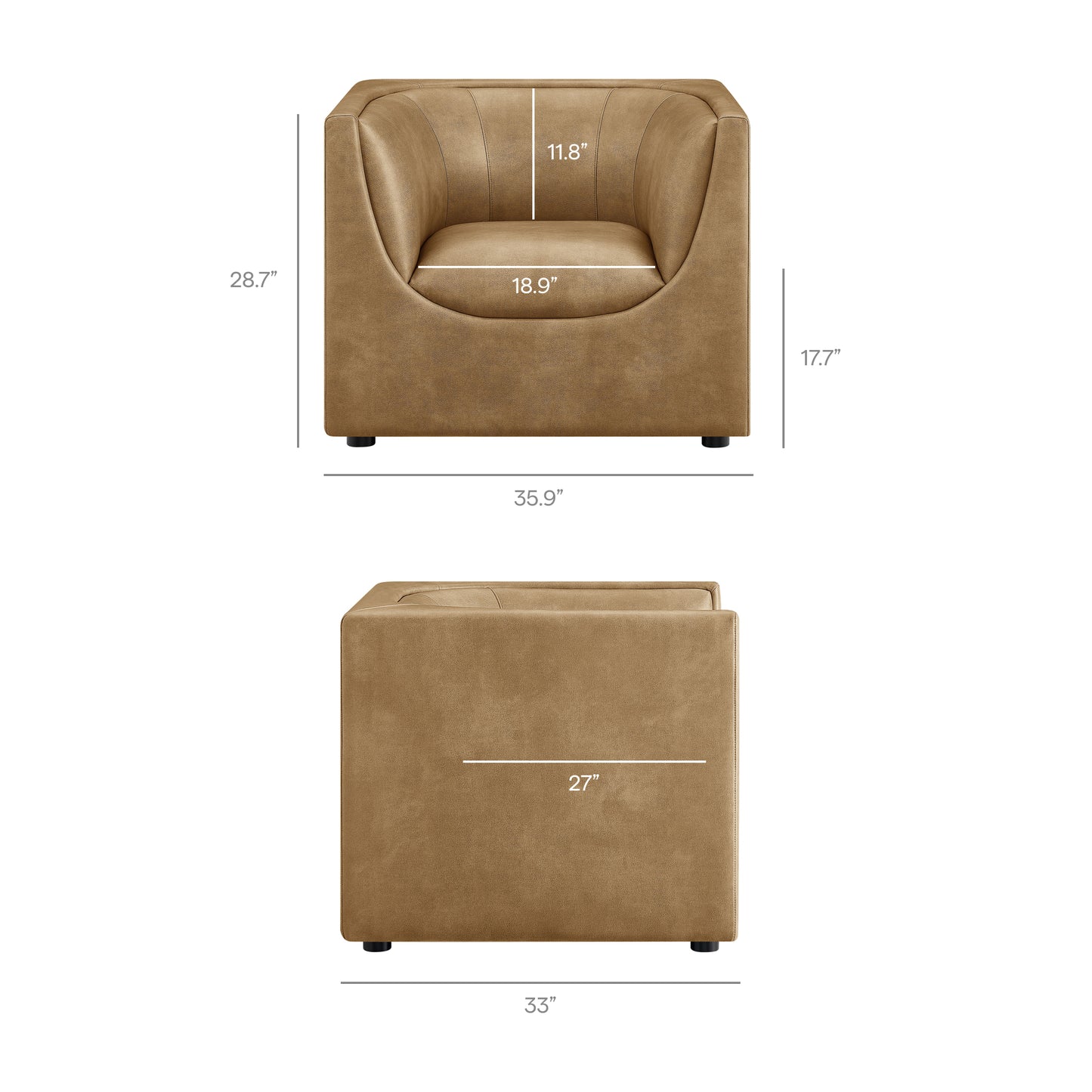Hilda Curved Back Vegan Leather Armchair by Modway