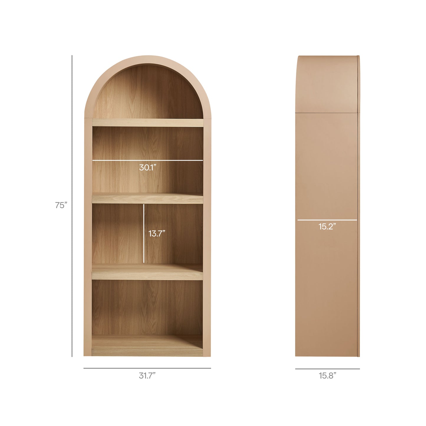 Caleb 4 Arched Display Shelf Bookcase by Modway