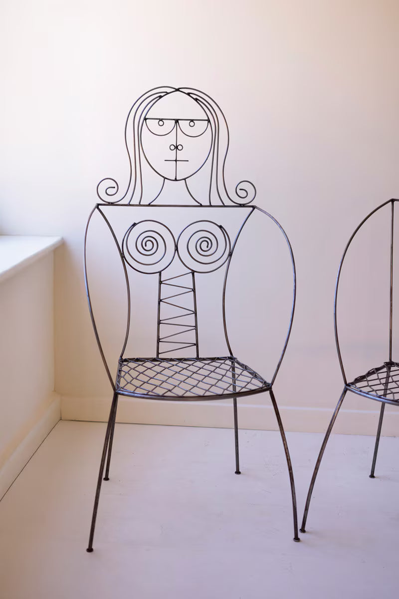 Set Of Two Iron Man And Woman Chairs By Kalalou