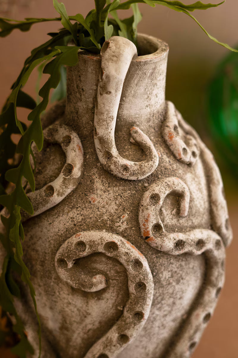 Painted Clay Octopus Vase By Kalalou