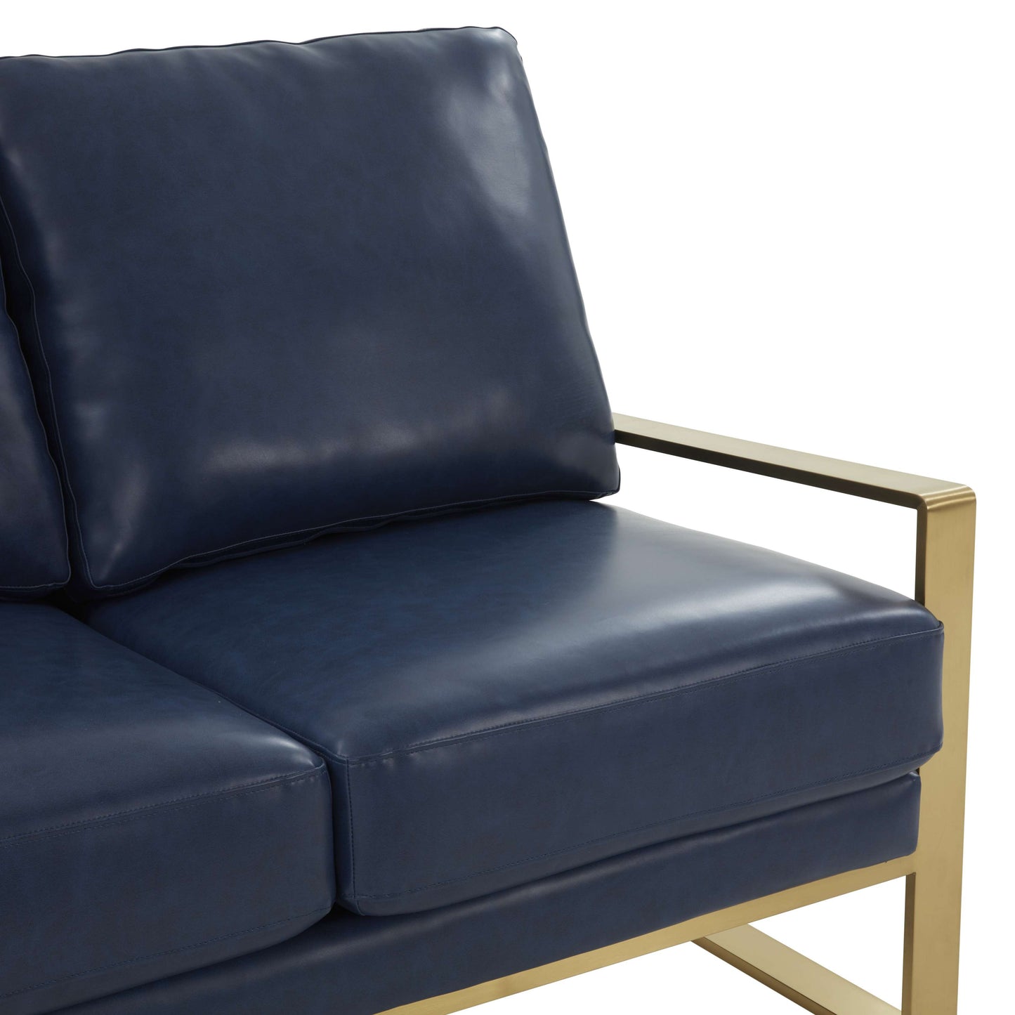 LeisureMod Leather Loveseat - Gold Frame - Black | Loveseats | Modishstore - 25