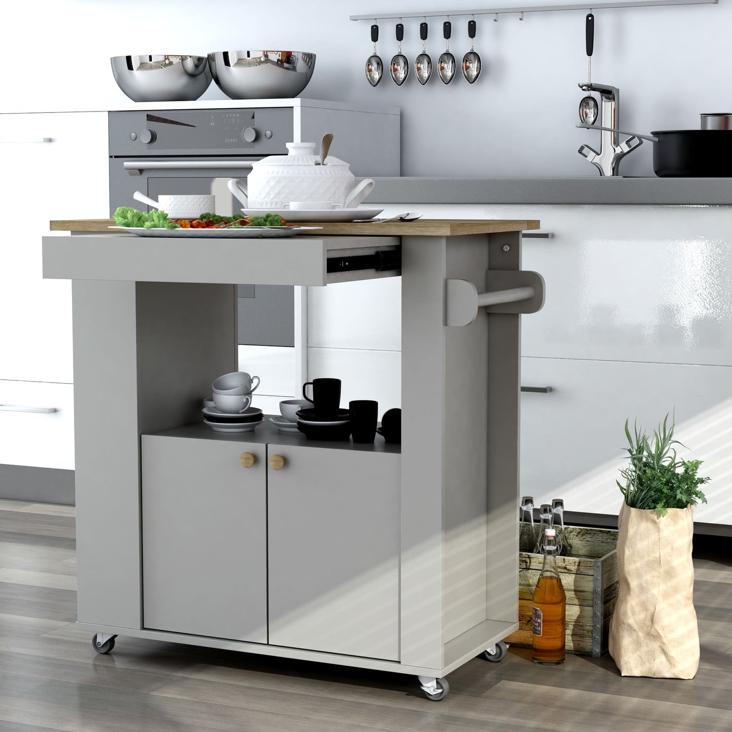 Astor 35" Kitchen Cart By Anderson Teak | Kitchen Carts | Modishstore - 8