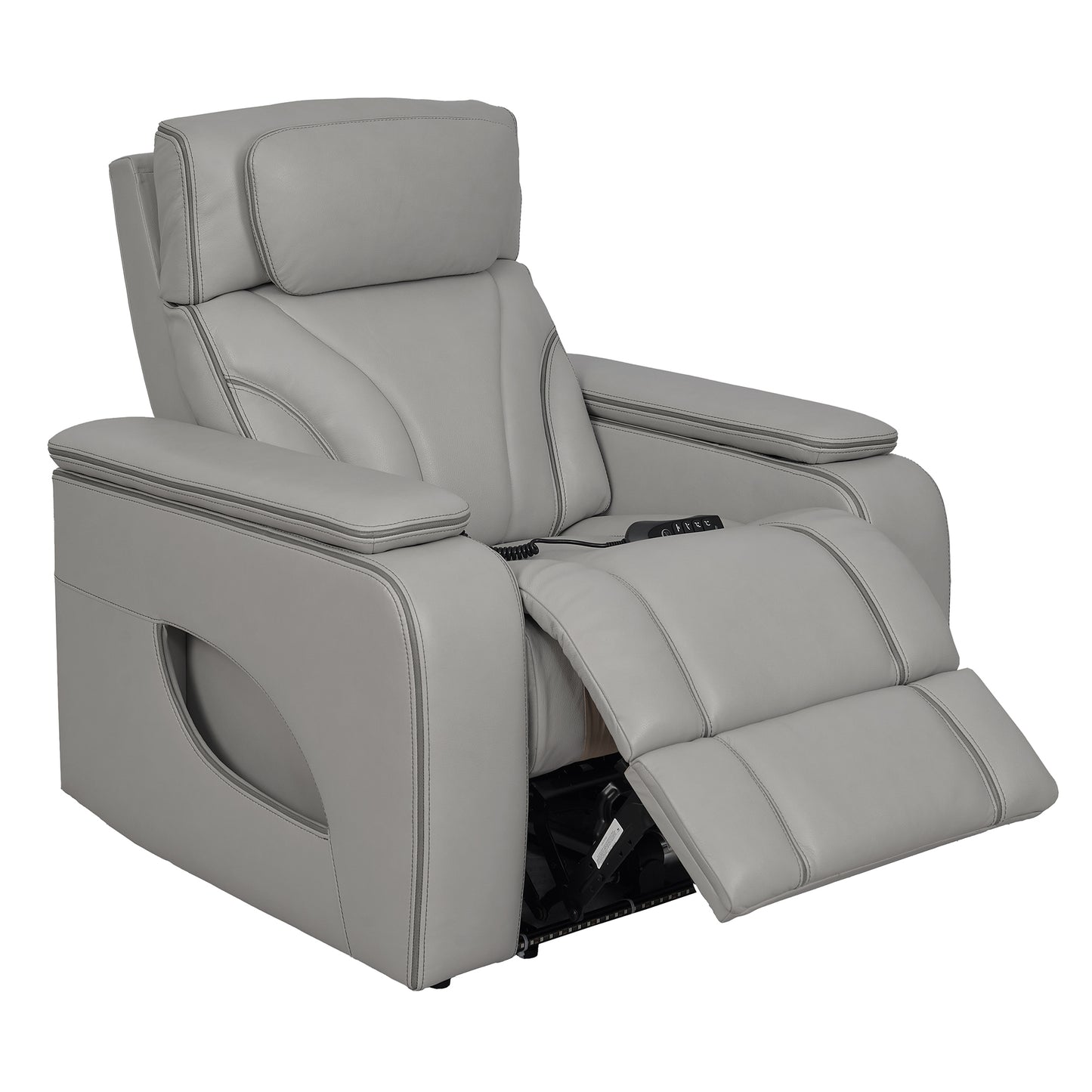 Octavia Zero Gravity Power Recliner with Heat and Massage in Silver and Gray Leather By Armen Living | Recliners | Modishstore - 11