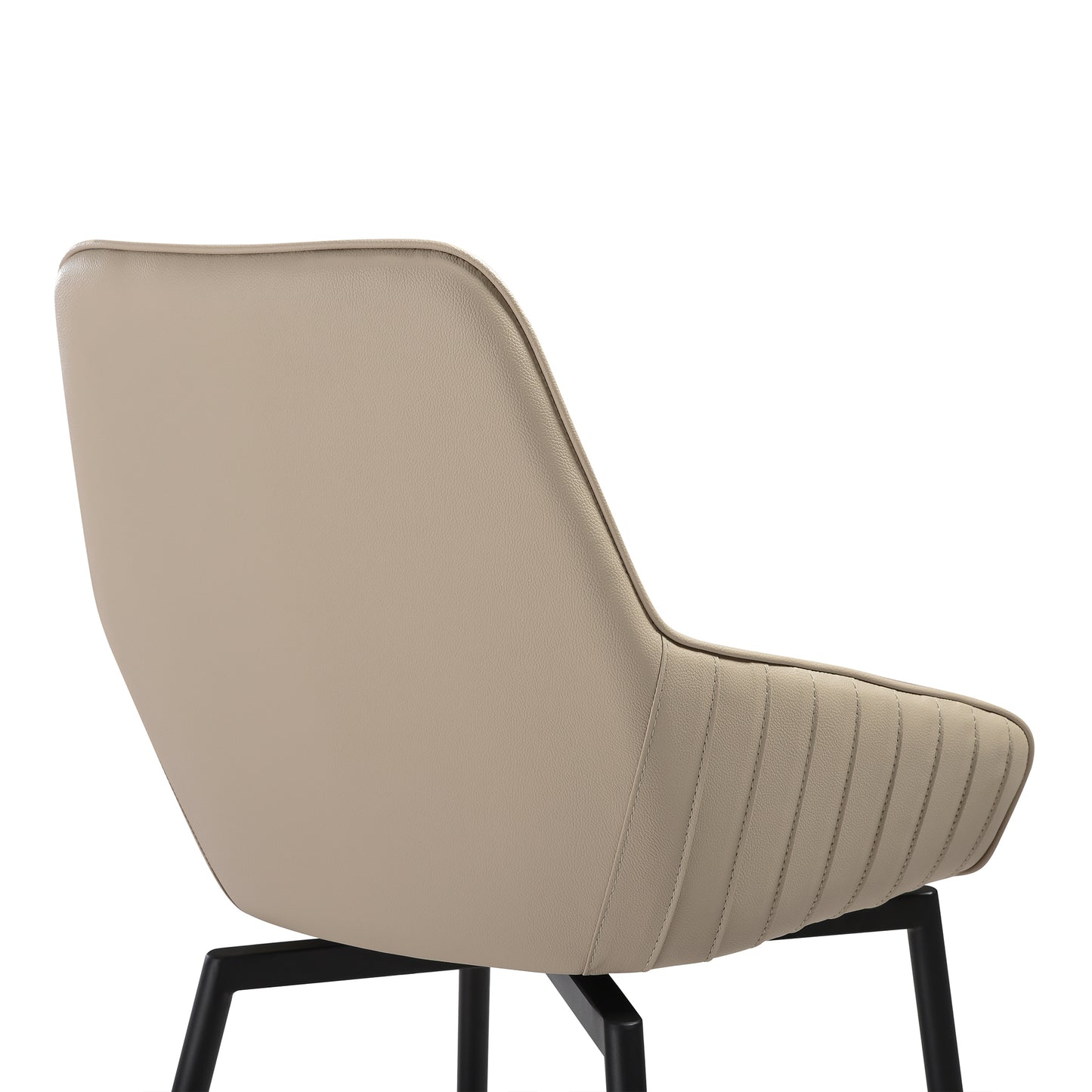 Shilo Swivel Upholstered Dining Chair in Champagne Faux Leather with Black Metal Legs - Set of 2 By Armen Living | Dining Chairs | Modishstore - 12