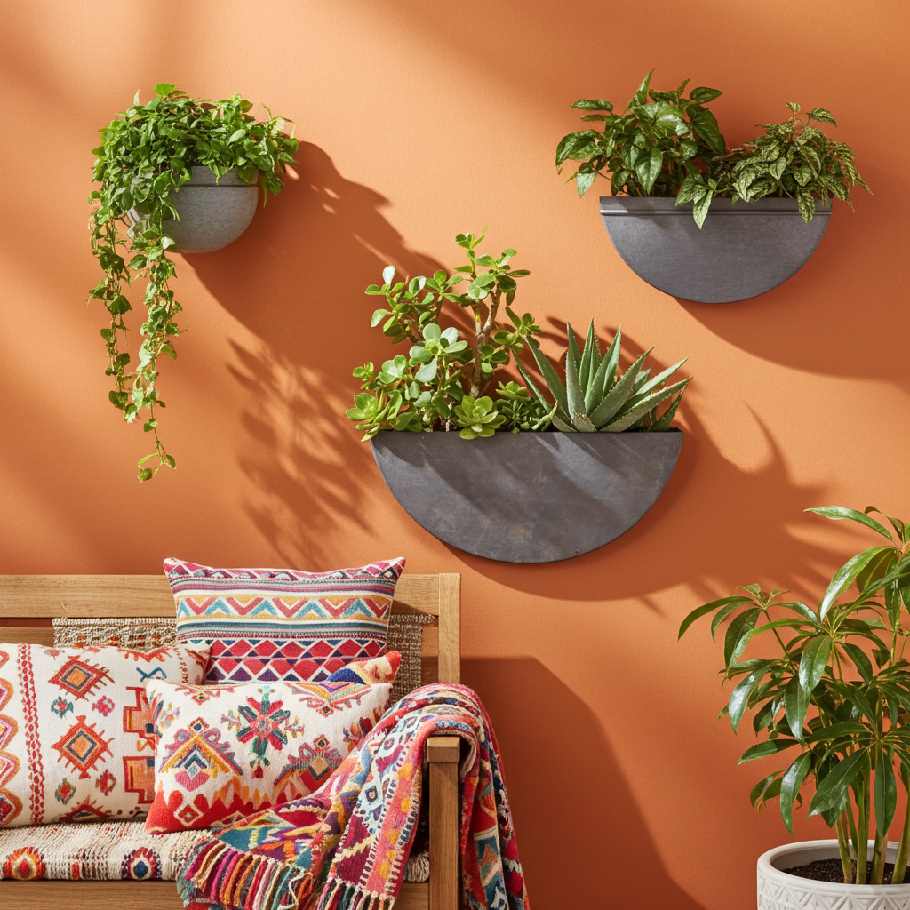 Wall Planters, Iron Indoor/Outdoor Circle & Semi Circle