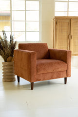 Chenille Boucle Club Chair-Rust By Kalalou
