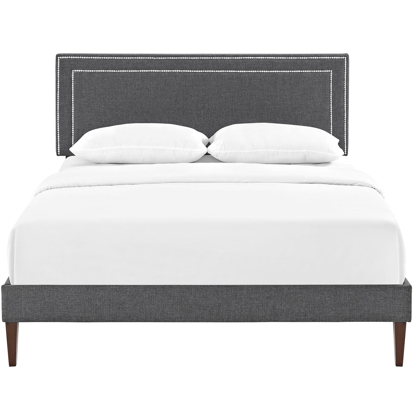 Modway Jessamine Fabric Queen Platform Bed with Squared Tapered Legs