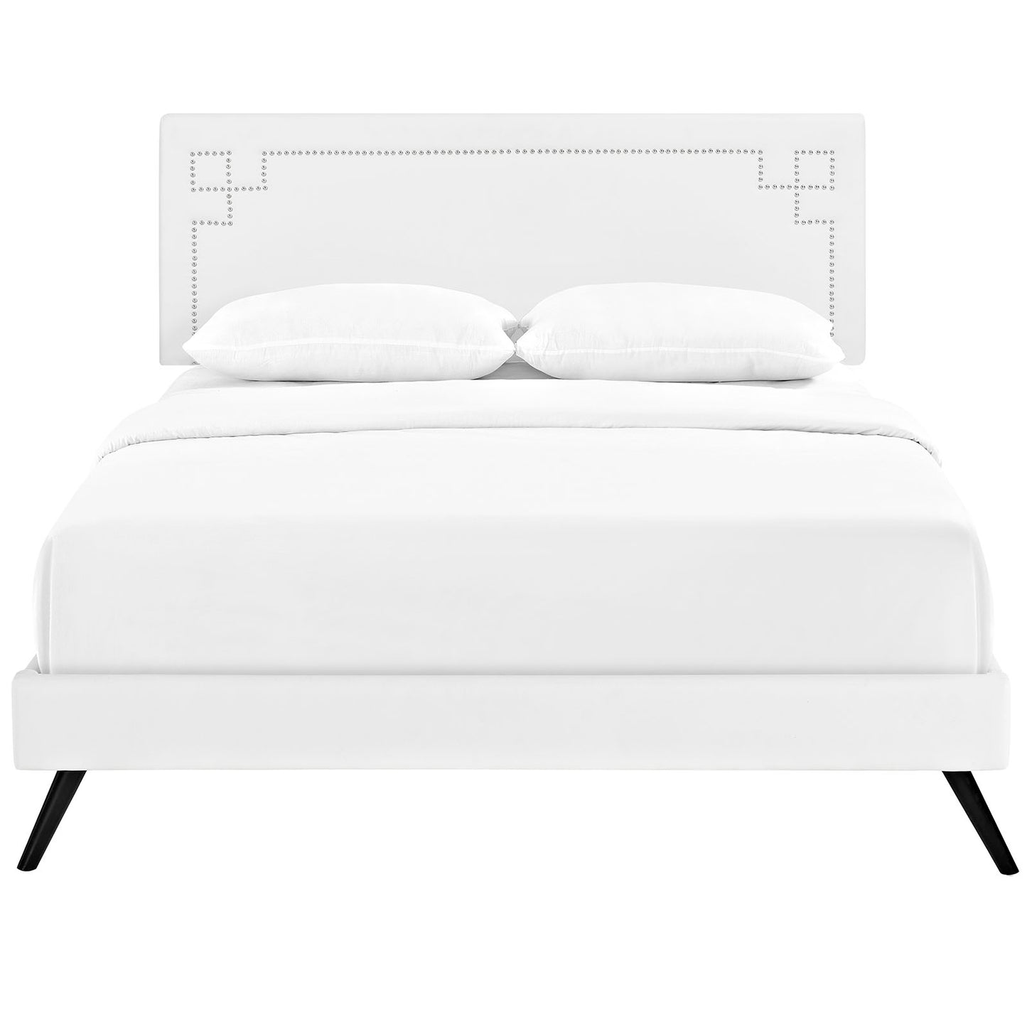Josie Vinyl Queen Platform Bed with Round Splayed Legs by Modway | Beds | Modishstore - 5