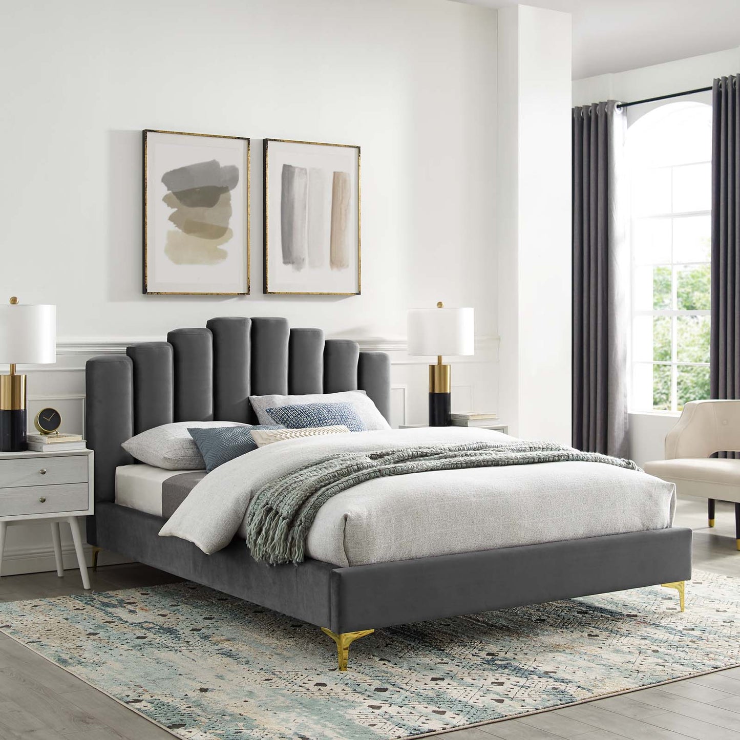 Modway Olivia Queen Performance Velvet Platform Bed - MOD-6280 | Beds | Modishstore - 20