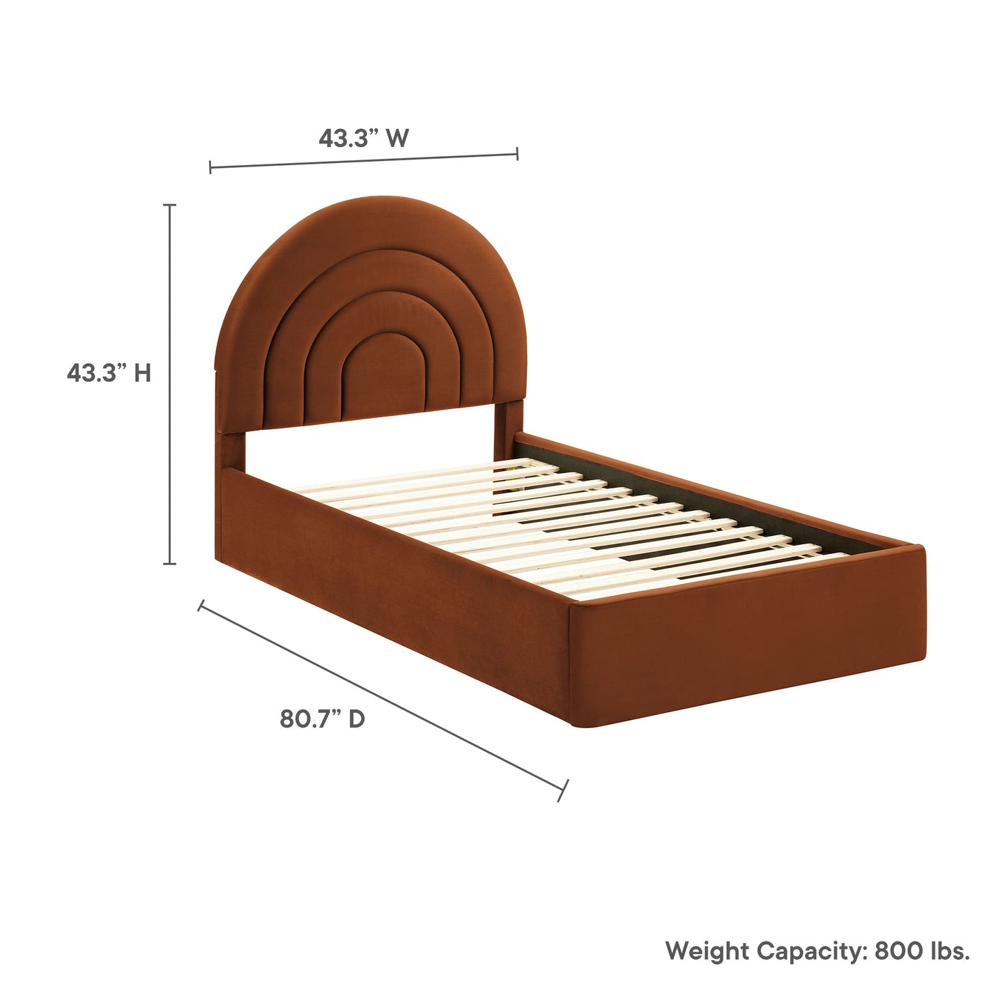 Solana Arched Performance Velvet Twin Platform Bed by Modway | Beds | Modishstore - 45