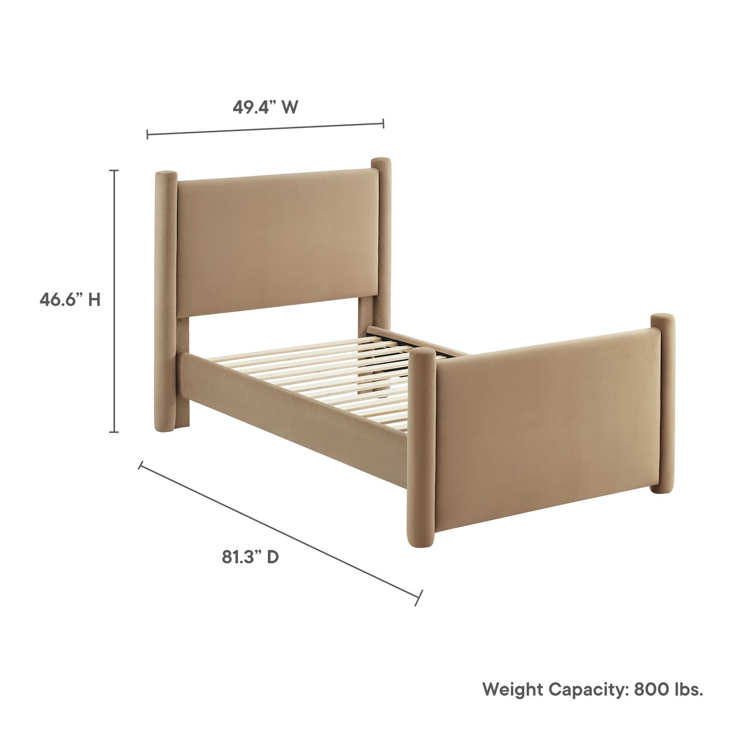 Rael Performance Velvet Twin Platform Bed by Modway | Beds | Modishstore - 36