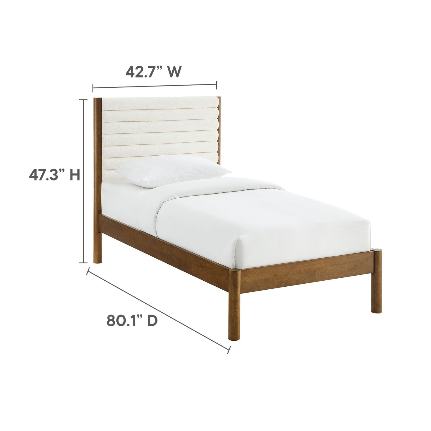 Olea Channel Tufted Boucle Solid Wood Twin Platform Bed by Modway | Beds | Modishstore - 20