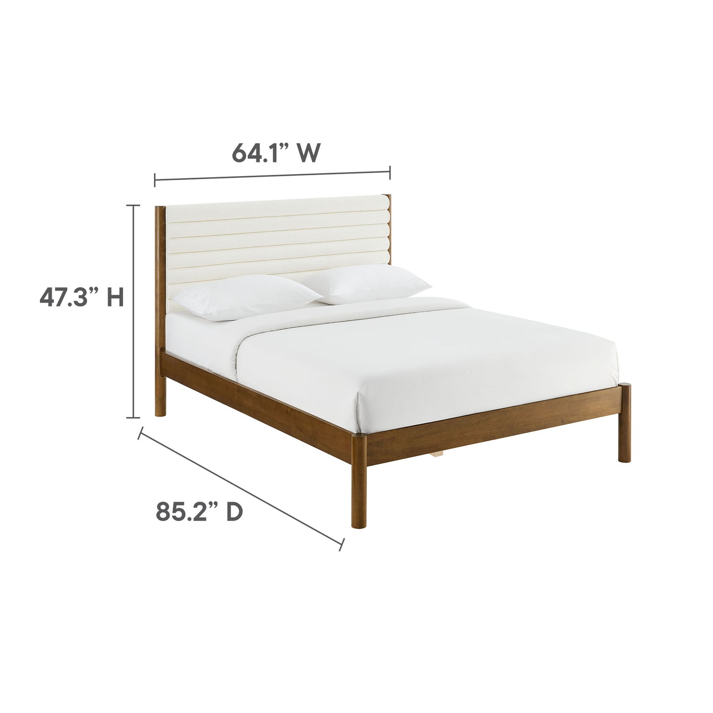Olea Channel Tufted Boucle Solid Wood Queen Platform Bed by Modway | Beds | Modishstore - 18