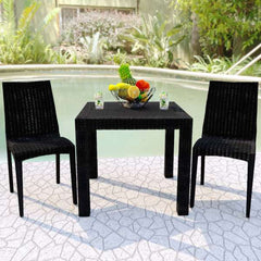 LeisureMod Mace Weave Design Outdoor Dining Table - MT31BL