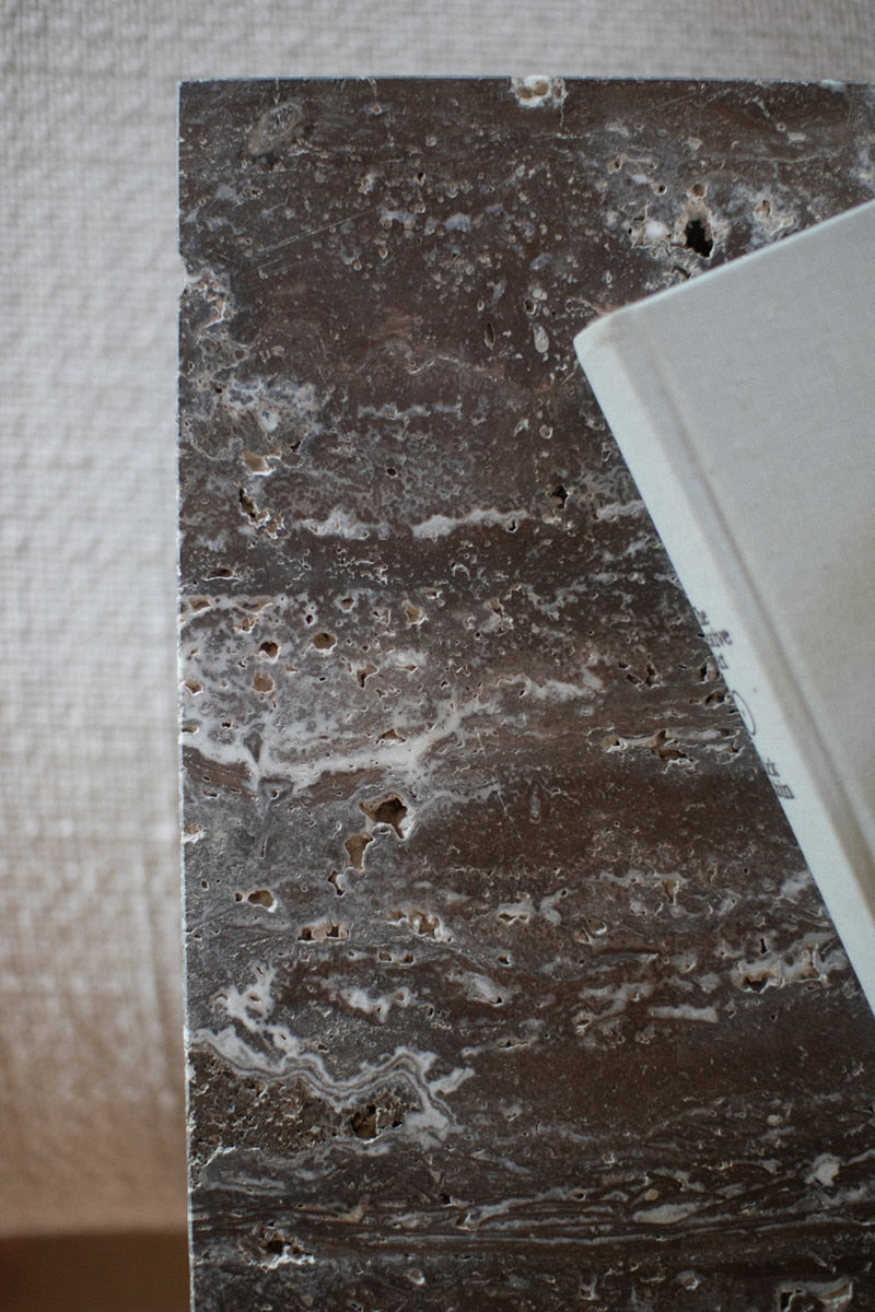 Acacia Wood & Wicker Sofa Table W Titanium Traventine Top By Kalalou | Cocktail Table | Modishstore - 4