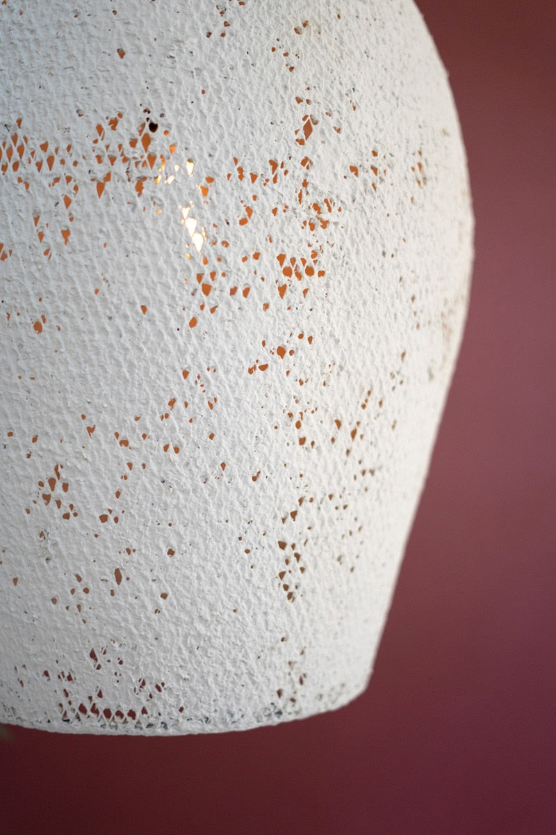 Paper Mache Hanging Pendant Light - White - Large By Kalalou | Pendant Lamps | Modishstore - 2