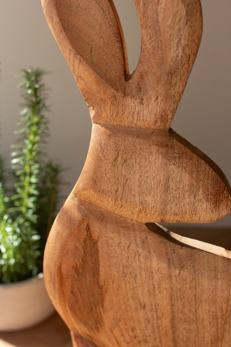 Tall Carved Wooden Rabbit On A Base By Kalalou