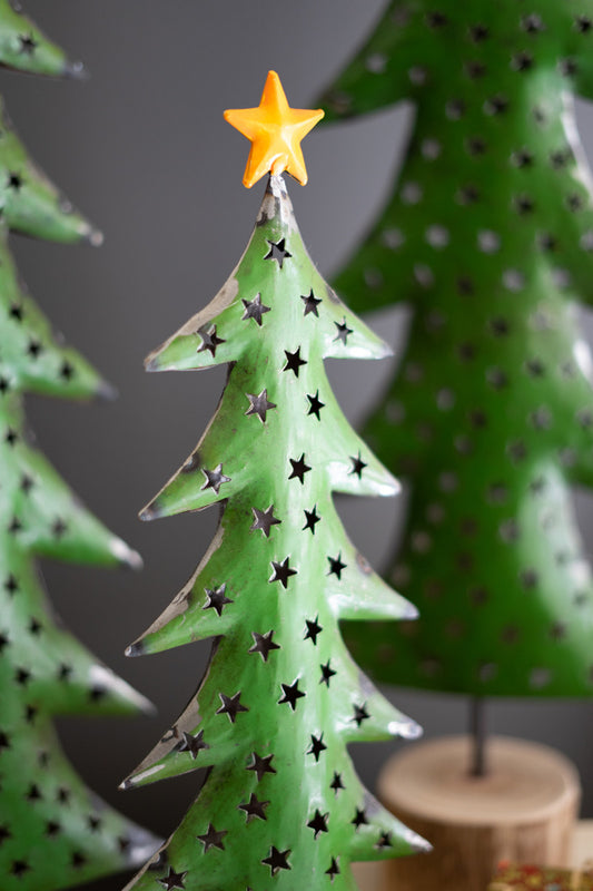 Recycled Iron Christmas Trees On Wood Bases Set Of 3 By Kalalou | Christmas Trees | Modishstore