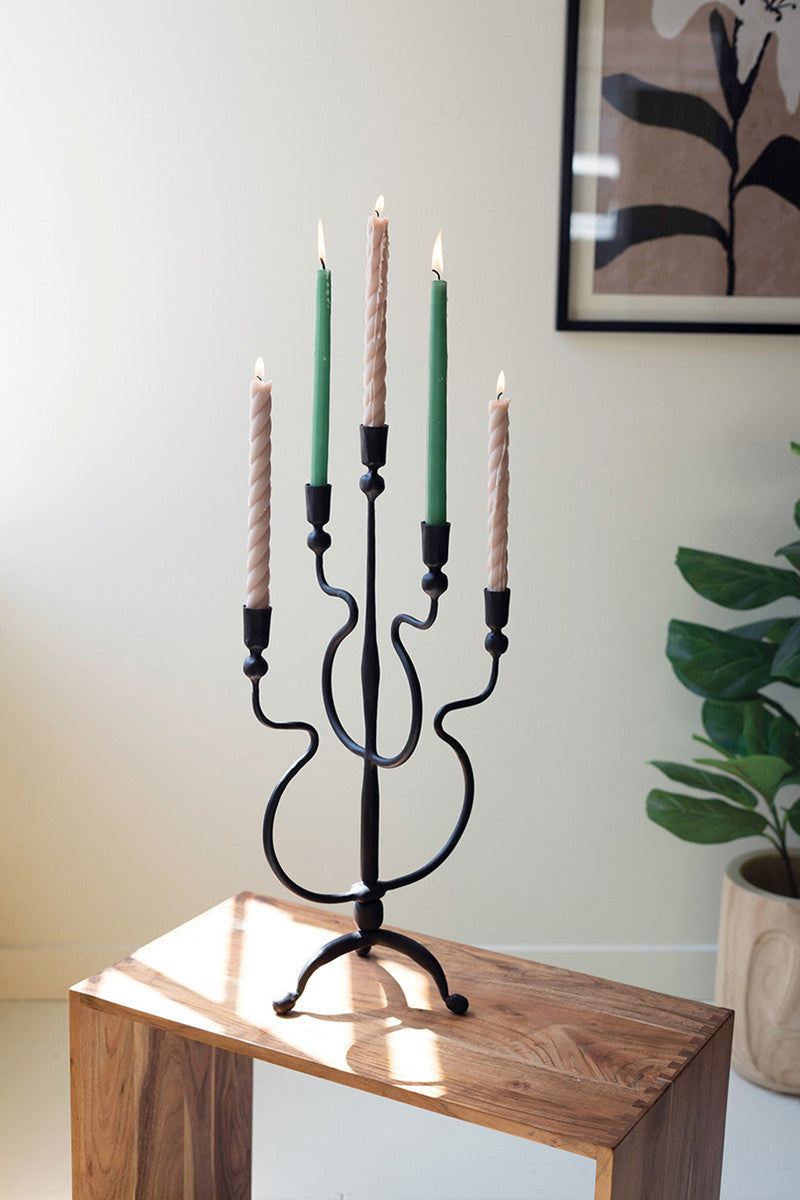 Forged Iron Five Taper Candelabra By Kalalou | Candelabra | Modishstore - 3