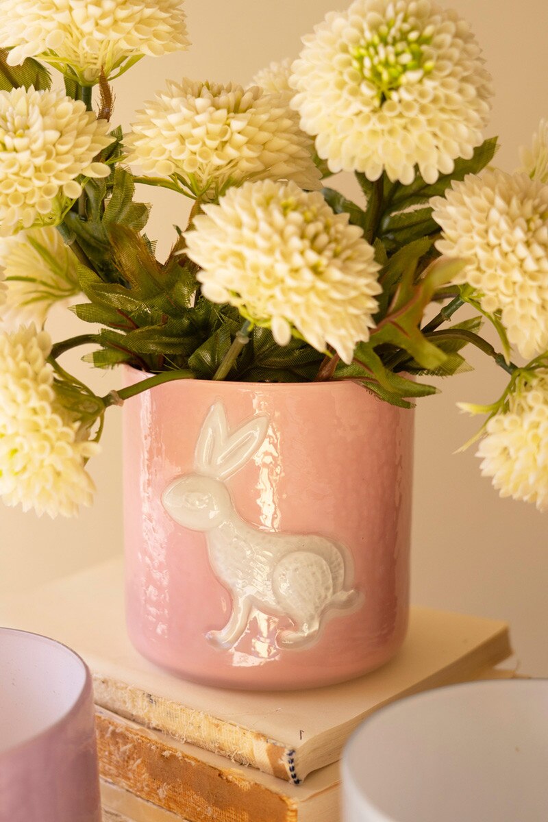 Set Of Three Colored Glass Bunny Vases By Kalalou