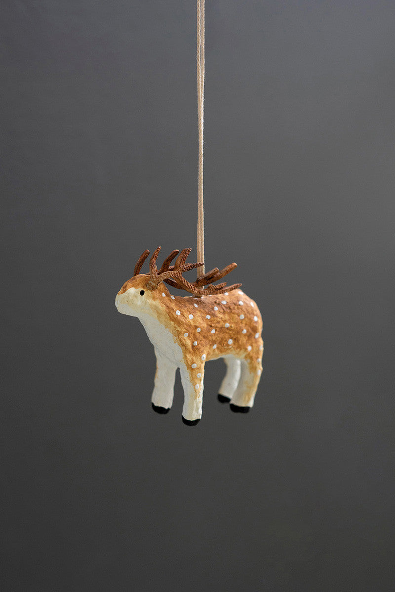 Paper Mache Deer Christmas Ornament By Kalalou | Ornaments | Modishstore - 2
