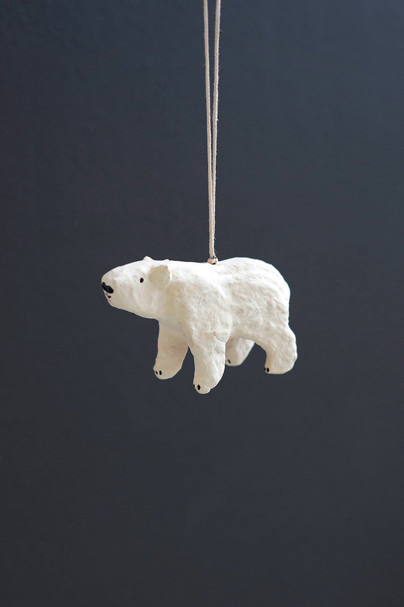 Paper Mache Bear Christmas Ornament By Kalalou | Ornaments | Modishstore - 2