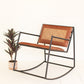 Rocking Iron Chair With Leather And Woven Cane By Kalalou | Rocking Chairs | Modishstore