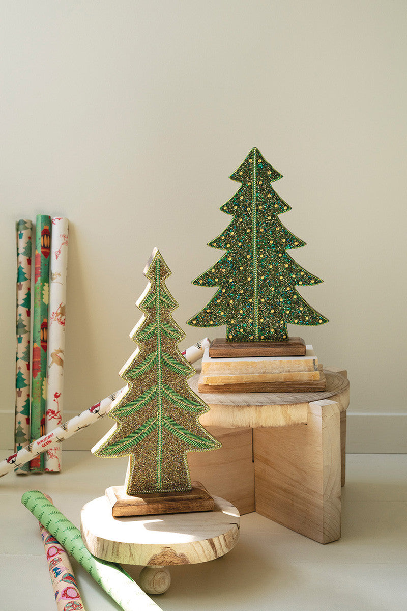 Beaded Wood Christmas Trees Set Of 2 By Kalalou | Christmas Trees | Modishstore - 2