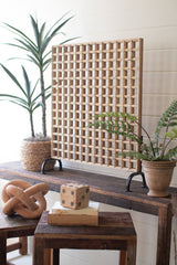 Mango Wood Grid Panel On An Iron Stand By Kalalou