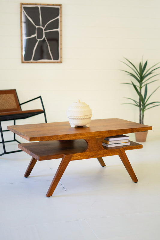 Mango Wood Coffee Table With Teak Finish By Kalalou | Coffee Tables | Modishstore