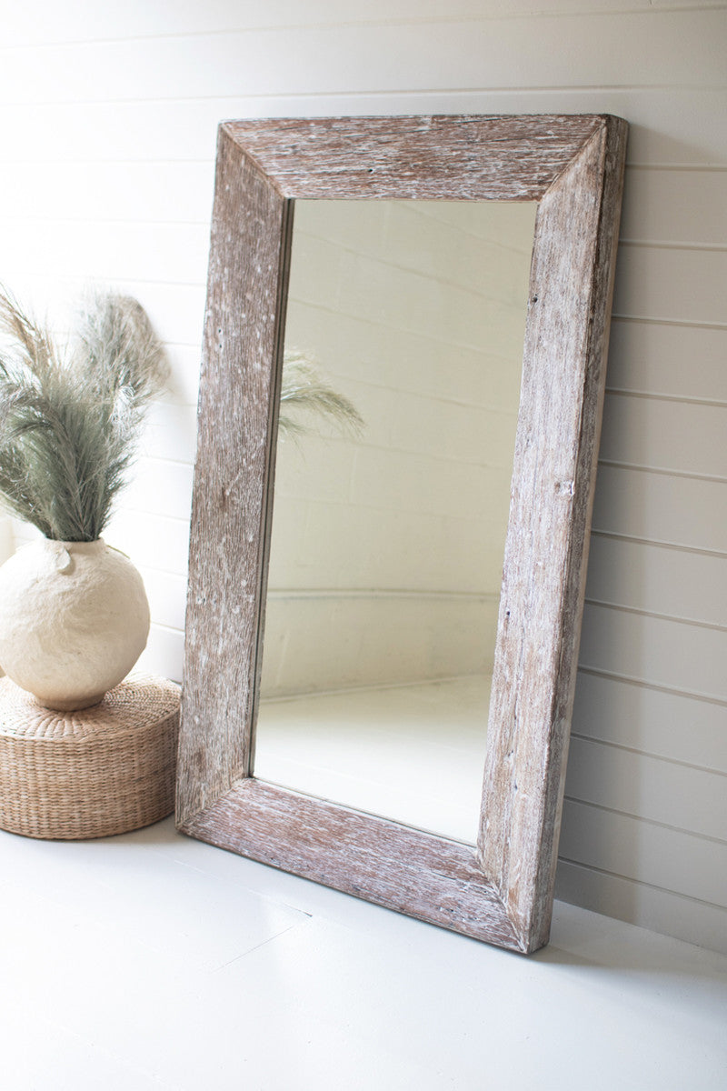 Recycled Wood - Tapper Mirror - Whitewash By Kalalou | Mirrors | Modishstore - 2