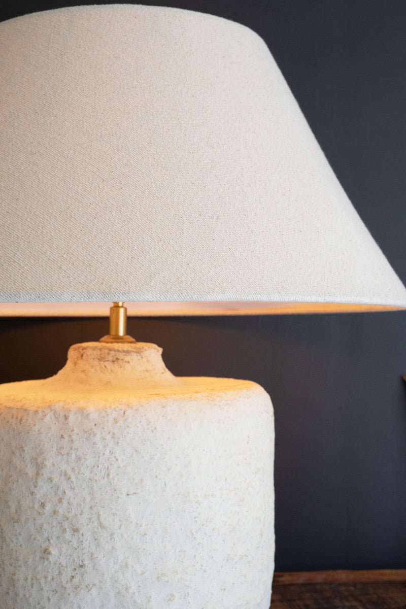 Cylinder Paper Mache Table Lamp Base W Fabric Lamp Shade By Kalalou | Table Lamps | Modishstore - 3