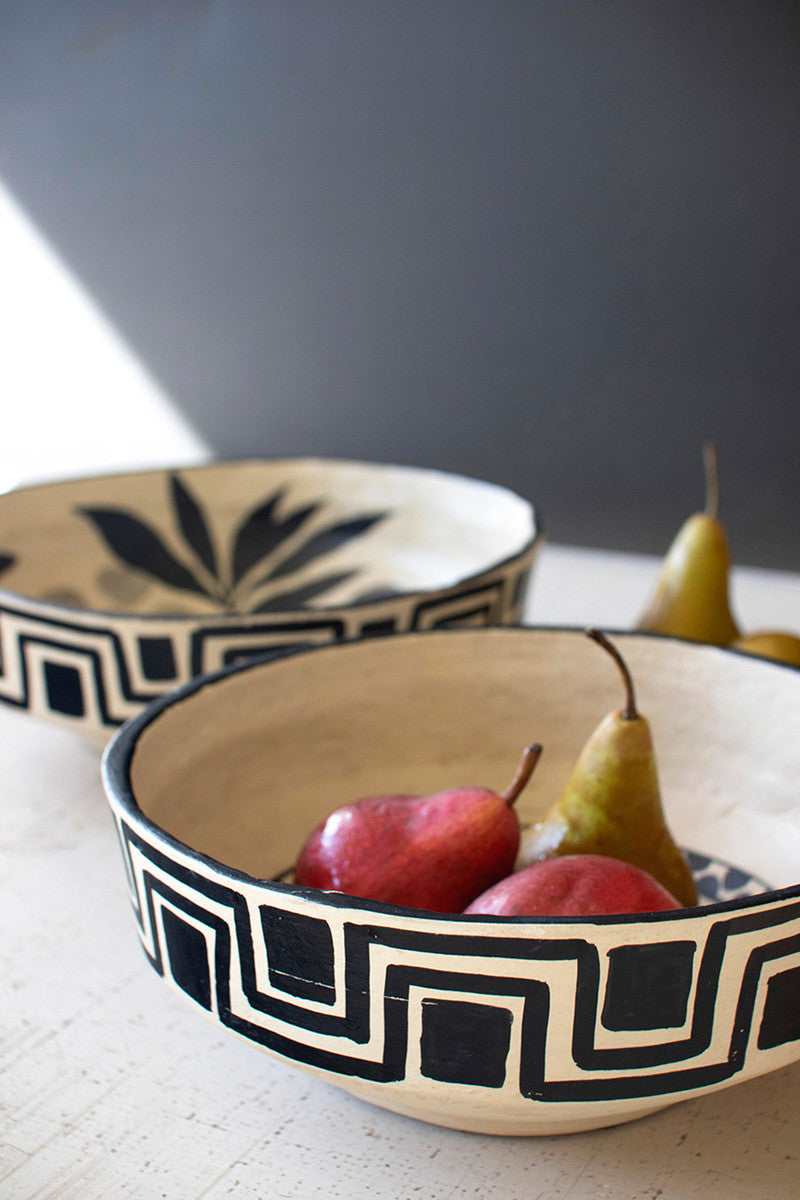 Set Of Two Black And White Paper Mache Bowls By Kalalou | Decorative Bowls | Modishstore - 4