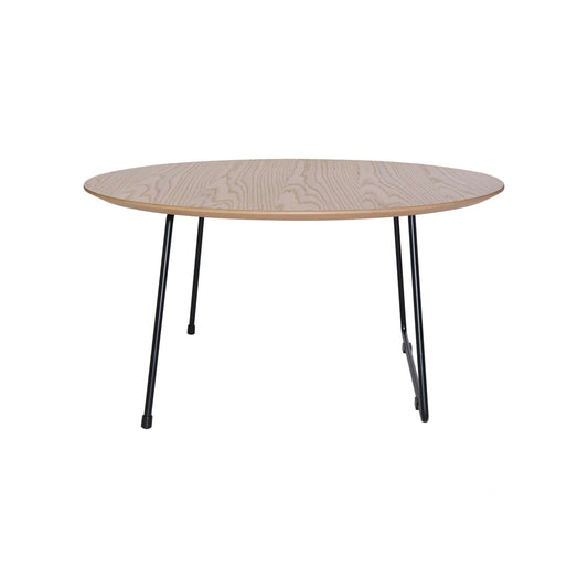 LeisureMod Pemborke Mid Century Modern Round Coffee Table with Wood Top and Powder Coated Iron Frame Accent Table for Living Room and Bedroom | Coffee Tables | Modishstore