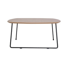 LeisureMod Pemborke Mid Century Modern Square Coffee Table with Wood Top and Powder Coated Iron Frame