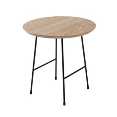 LeisureMod Rossmore Mid Century Modern Round Side Table With Black Steel Frame