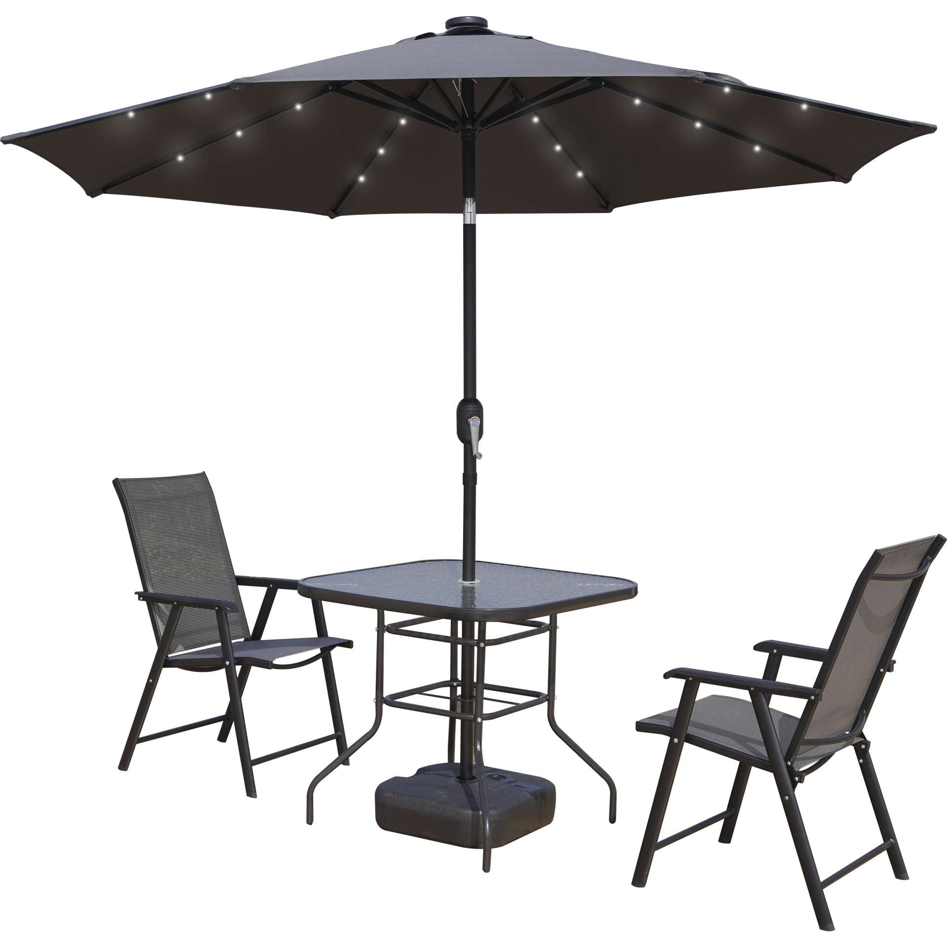 LeisureMod Sierra Modern 9 ft Steel Market Patio Umbrella With Solar Powerd LED & Tilt | Umbrellas | Modishstore - 28