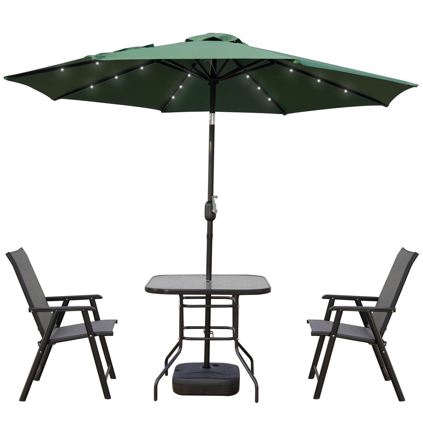 LeisureMod Sierra Modern 9 ft Steel Market Patio Umbrella With Solar Powerd LED & Tilt | Umbrellas | Modishstore - 16